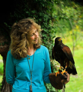 Sy Montgomery with Hawk